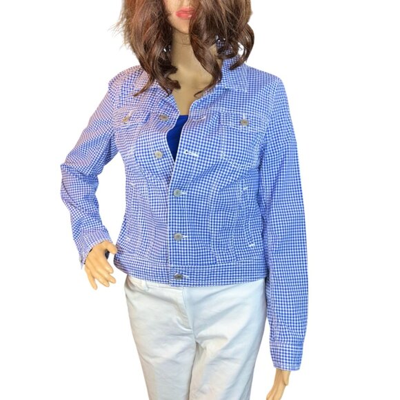 Talbots Classic Jean Jacket in Gingham Size XS NWOT - Picture 4 of 10